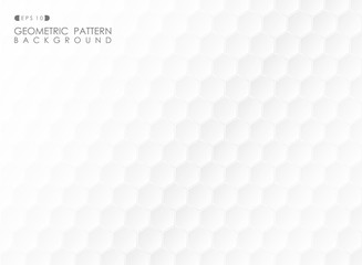 Abstract of futuristic gradient white pentagonal pattern background.