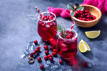 Cranberry cocktail, winter festive cold drink, punsh