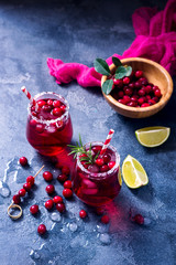Cranberry cocktail, winter festive cold drink, punsh