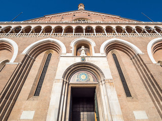 Fototapeta na wymiar PADUA, ITALY: Facade of the Basilica of Saint Anthony, iconic landmark and sightseeing in Padua, Italy. It's one of the eight international shrines recognized by the Holy See