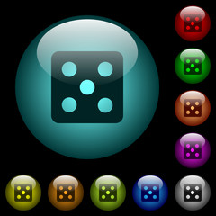 Dice five icons in color illuminated glass buttons