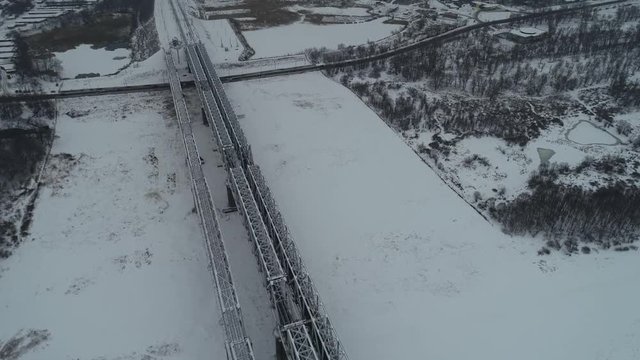 Railway bridge at the bird's-eye view