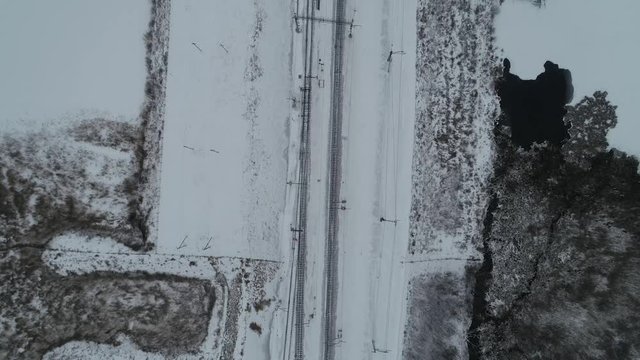 Railway bridge at the bird's-eye view