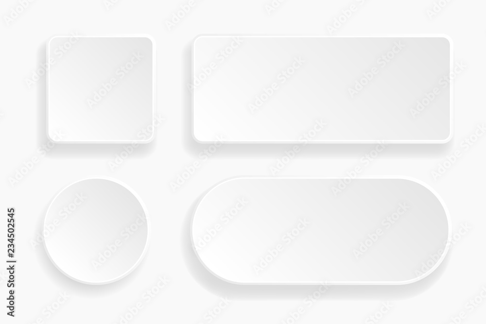 Sticker web embossed 3d buttons. white blank 3d icons