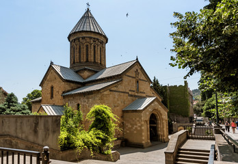 Fototapeta na wymiar Georgia, Tbilisi - July, 3, 2018. One of the famous memorials in the old city - Sioni Church in honour of Virgin Assumption or just Sioni.