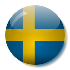 Swedish flag glass button vector illustration