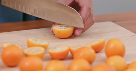 Cut of kumquat