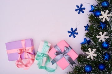 christmas presents on white background