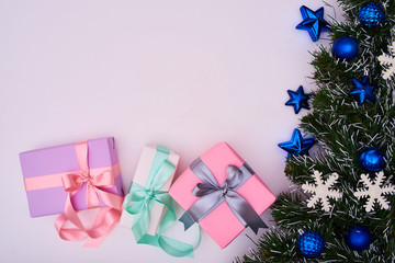 christmas presents on white background