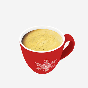 3d render christmas decor, coffee cup