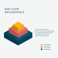 Bar Chart Infographics Elements 3D Vector Flat Design, Full Color