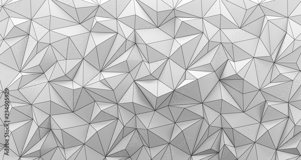 Wall mural white low poly background texture. 3d rendering.