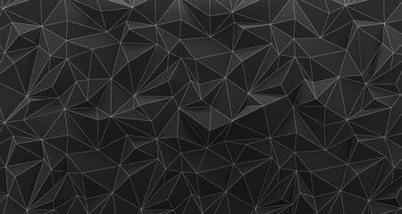 Black low poly background texture. 3d rendering.