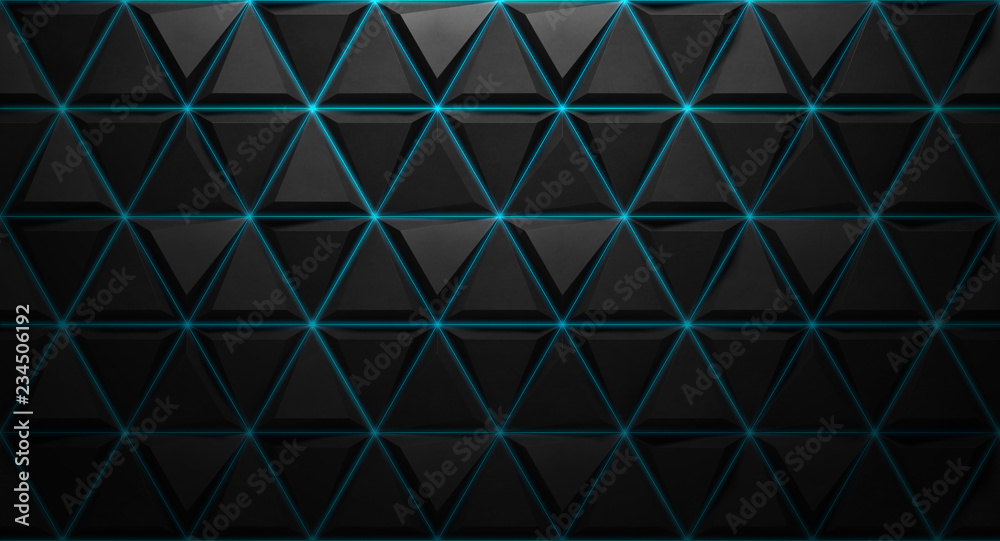 Wall mural black background texture with blue lines. 3d rendering.