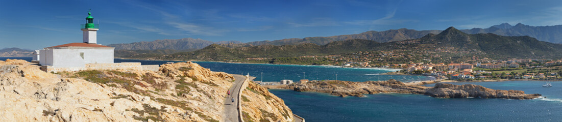 Panoramic view of coastline near L'lle-Rousse (Corsica)