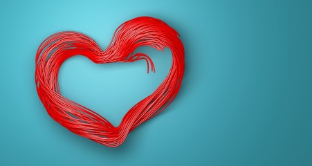 3D render of valentine's day card. Single beautiful red heart card