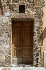 wooden door architecture with address lable,traditional tuscany Italy,europe style