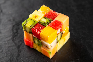 Fruit cube on white background