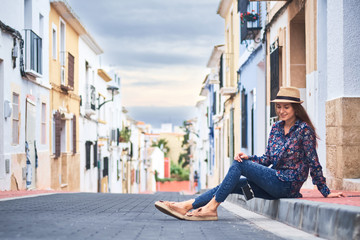 Fototapeta na wymiar Young woman enjoying her vacations in Spain