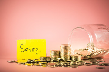 Stack of coins for saving money concept. Accounting for the future