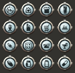 Drug store icons set