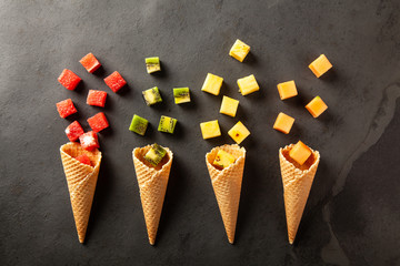 Fruit cube on white background