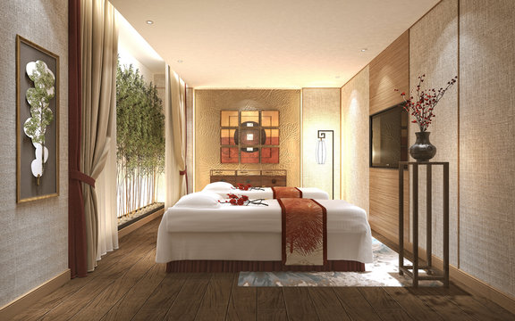 3d render of massage room