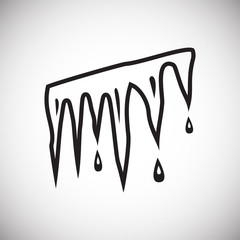 Melting icicles on white background icon