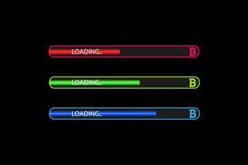 Business concept. Vector illustration. Bitcoin progress loading bar with lighting