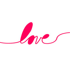 Love with hearts in continuous drawing lines in a flat style in continuous drawing lines. Continuous black line. The work of flat design. Symbol of love and tenderness