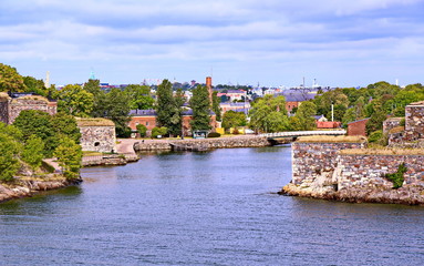 Fototapeta premium Bastions of finnish fortress Suomenlinna in Helsinki, Finland