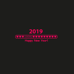 Happy new year 2019 with Love loading progress bar. Vector