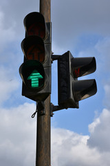 traffic light on sky background