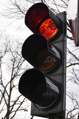 traffic light on sky background