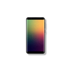 Realistic 3d mobile smartphone with blur yellow, green, pink and blue colors. Isolated on white background. Vector illustration.