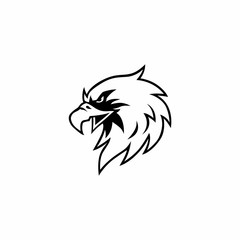 Black and White Eagle Head Logo Vector Design, Sign, Icon, Template, Illustration