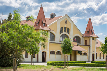 Fototapeta na wymiar Historic building of national stud farm, Topolcianky, Slovak republic. 