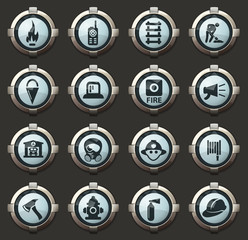 Fire brigade icons set