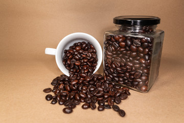 The roasted coffee beans