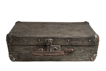 Vintage suitcase on white background