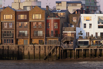 Riverside properties, Thames, London