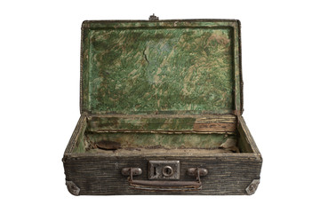 Vintage striped open suitcase