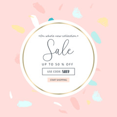 Trendy Sale Banner Design brush hand drawn artistic textures