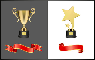 Shooting Stars Award and Golden Cup Trophy Set