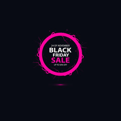 Black friday sale banner with bright round abstract background