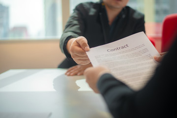 business signing or agreement contract after successful negotiations under contract.Contract,agreement,recruitment and deal concept.