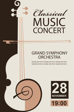 classical music concert poster with violin image