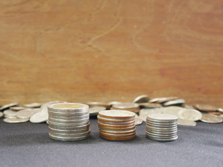 concept save money,coins on a table