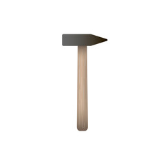 Reailstic vector illustration of steel hammer with wooden handle. Home repair tool