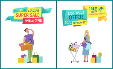 Super Sale Special Offer Set Vector Illustration